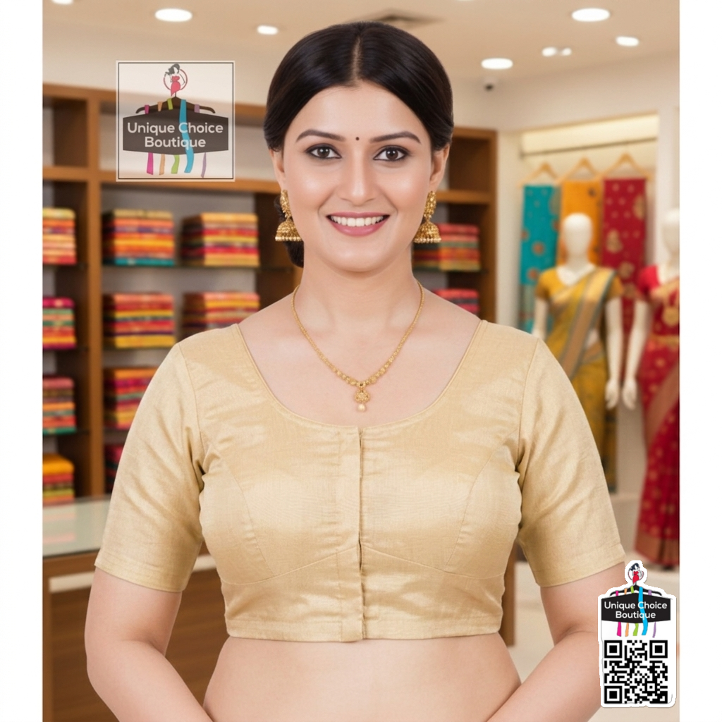 Saree Blouse - 2by2 Cotton - Gold - Size 38/40/42