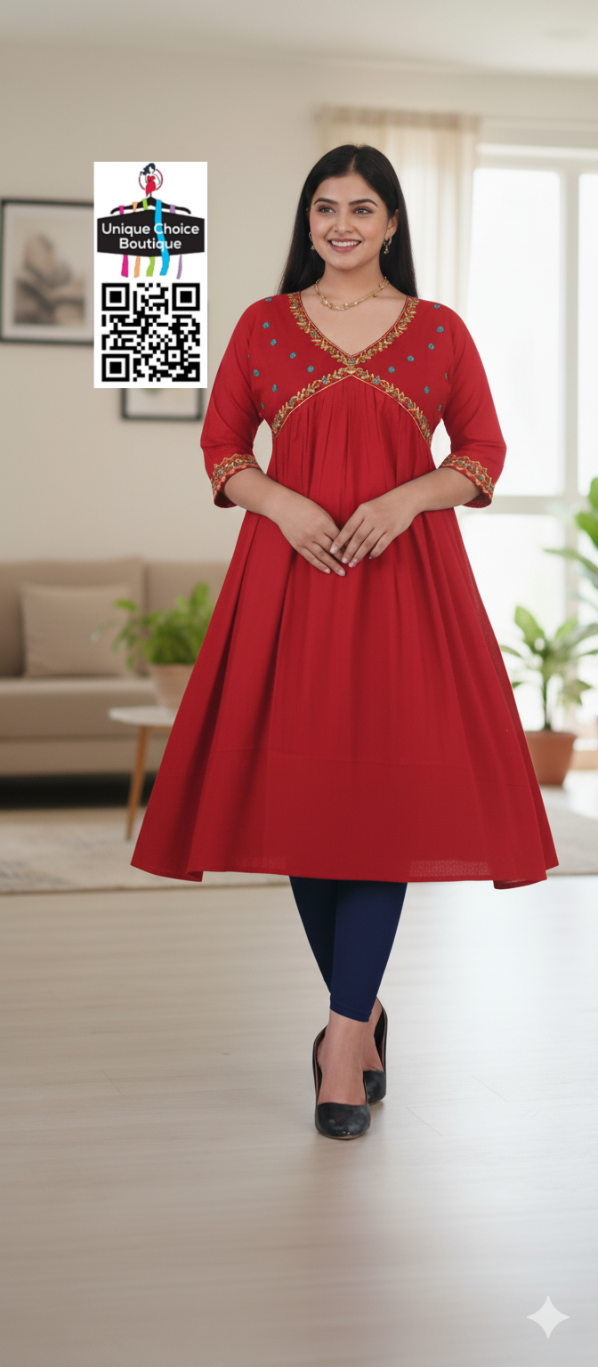 Alia Cut Embroidered Anarkali Kurti