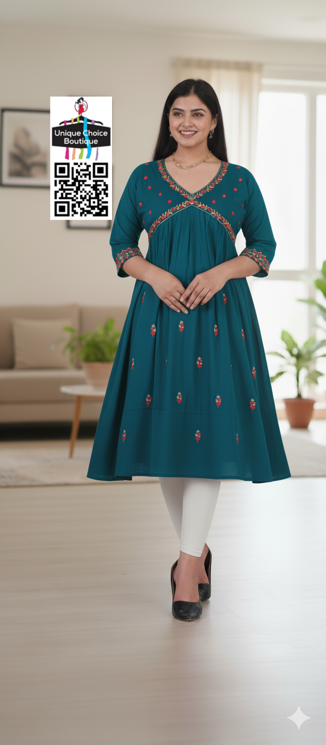 Alia Cut Embroidered Anarkali Kurti