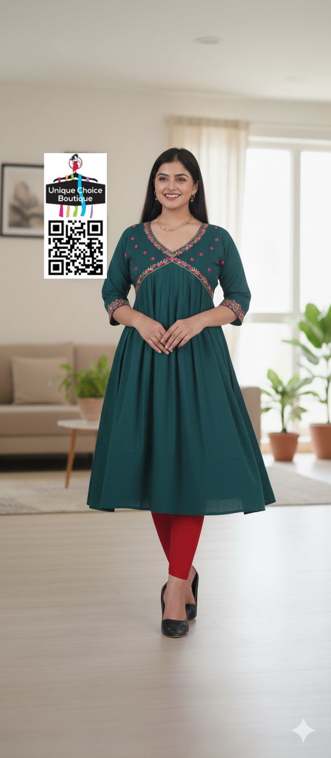 Alia Cut Embroidered Anarkali Kurti