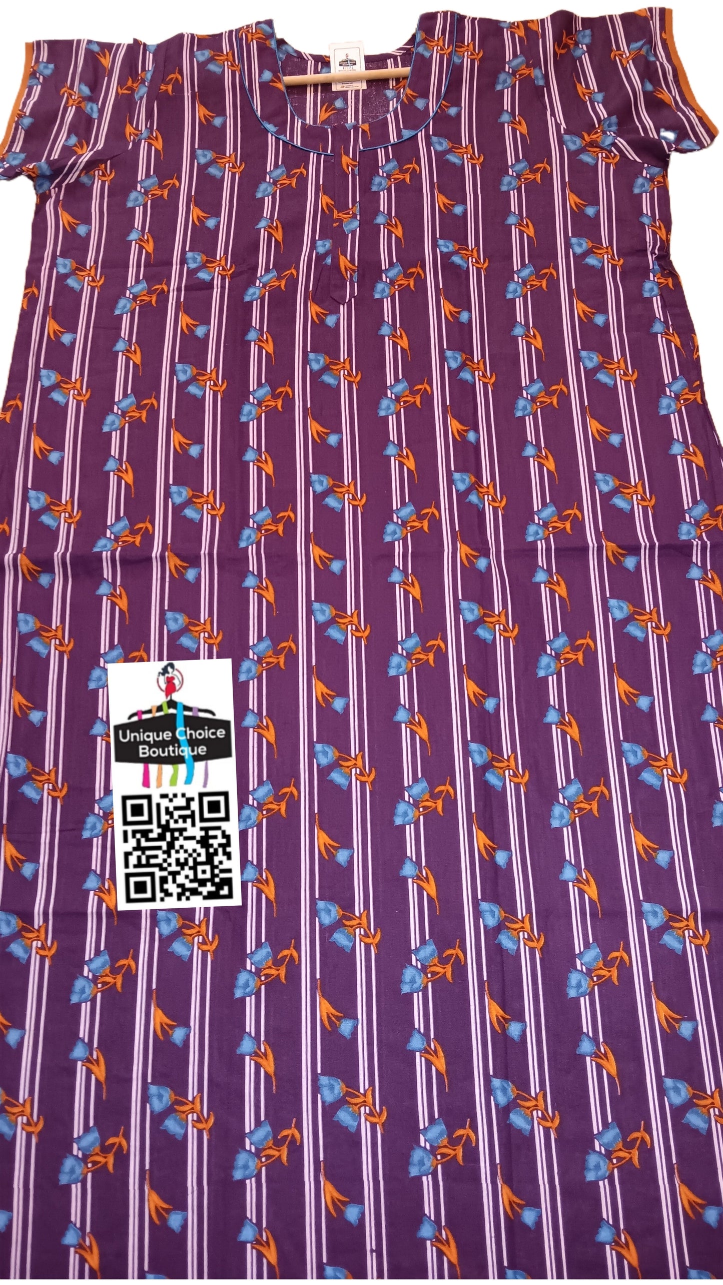 3XL Size-Plus Size-Cotton Nighty-Purple-1