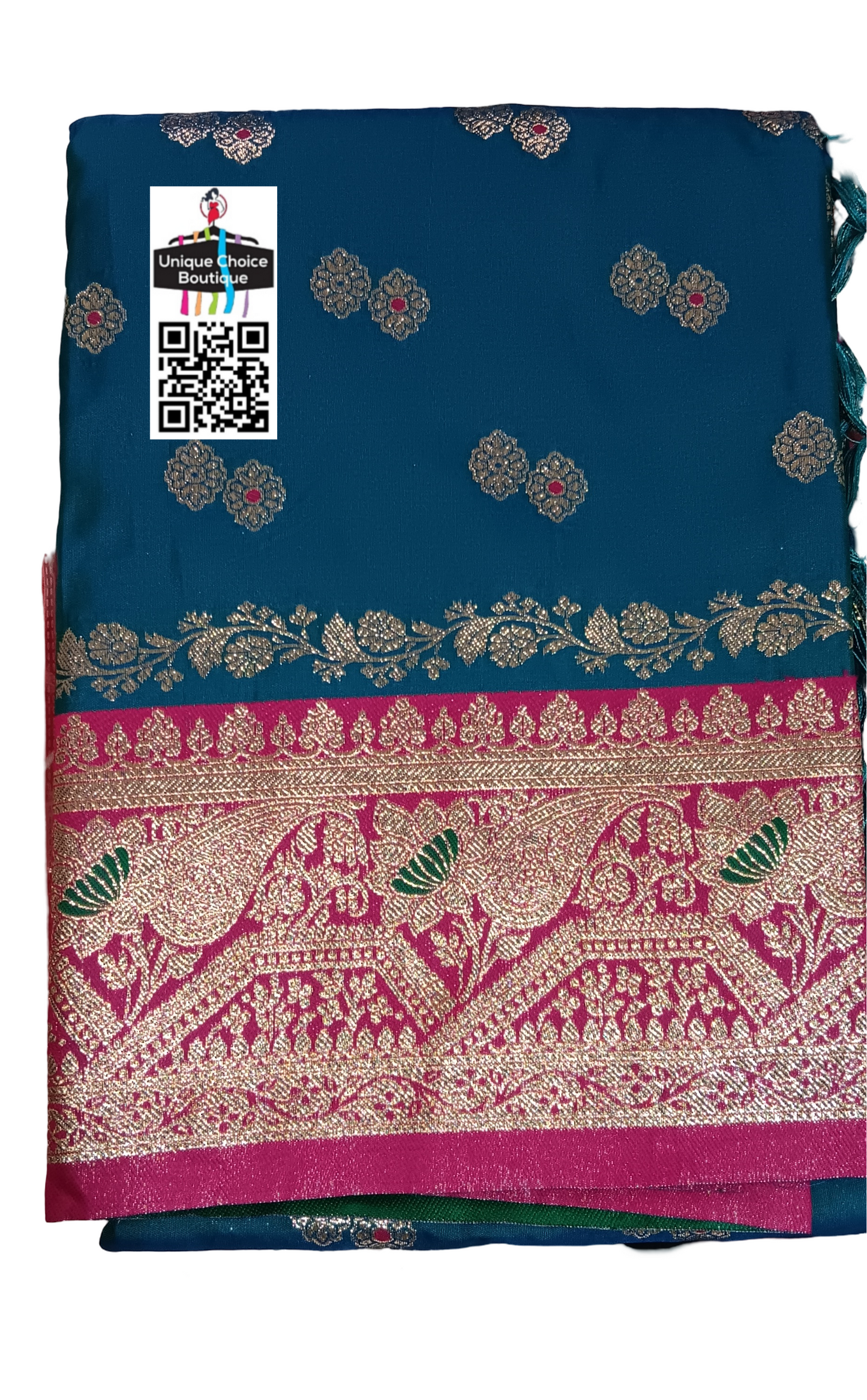 Affordable Banarasi Silk Saree Blue 3
