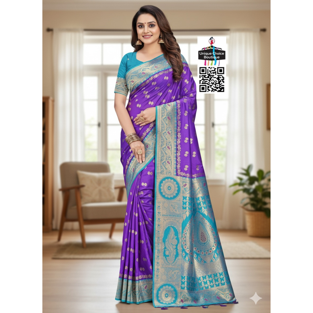 Affordable Banarasi Silk Saree Violet new