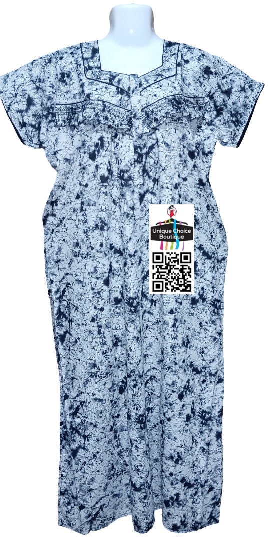 Cotton Feeding Nighty/ Maternity Dress Blue and White 1