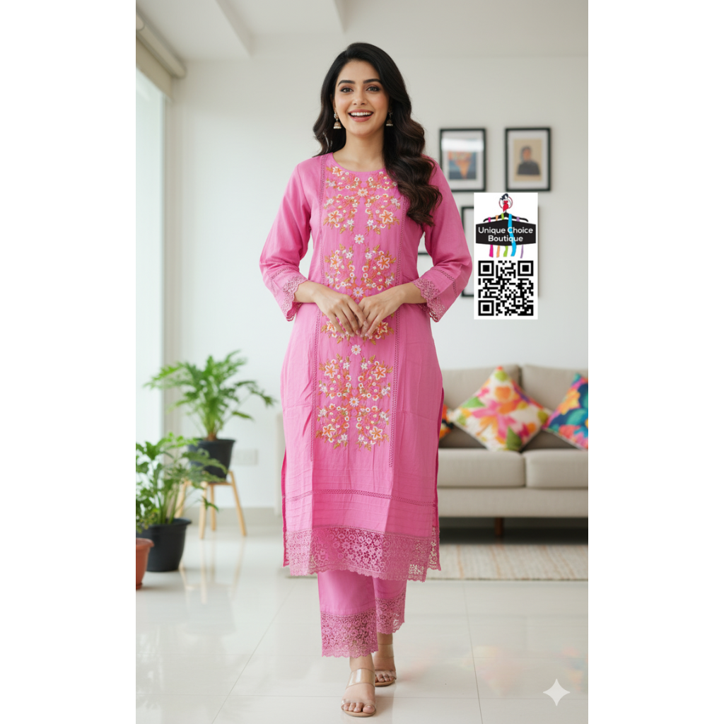 Embroidered Pink Co-ord Set, 2pc Salwar Suit Set new