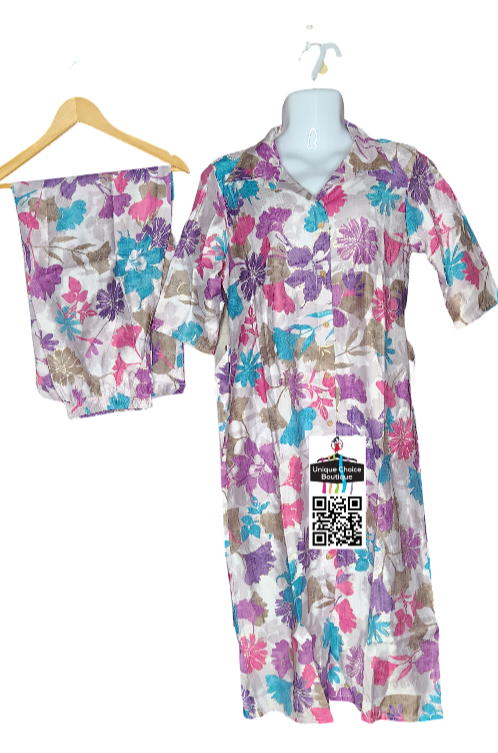 Floral Printed Rayon Cotton Co-Ord Set-1