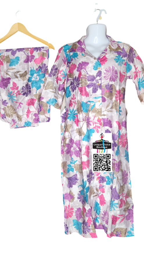 Floral Printed Rayon Cotton Co-Ord Set-2