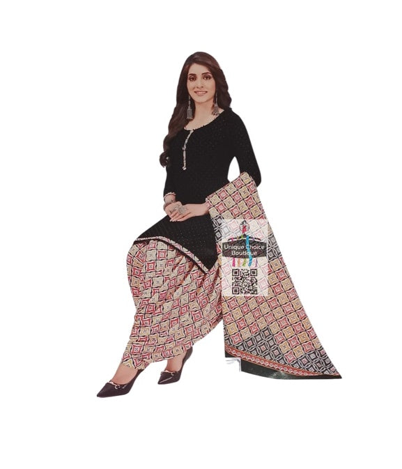 Cotton Unstitched Salwar Suit Material, Churidar Dress Material, Black Unique Choice Boutique Cotton Unstitched Salwar Suit Material, Churidar Dress Material, Black Unique Choice Boutique