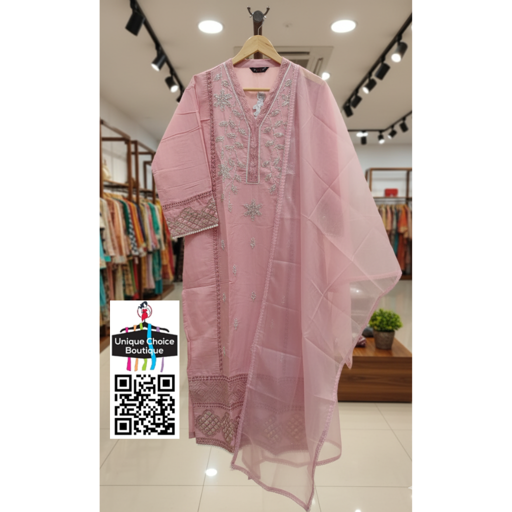 Light Pink Cotton Silk 3pc Salwar Suit