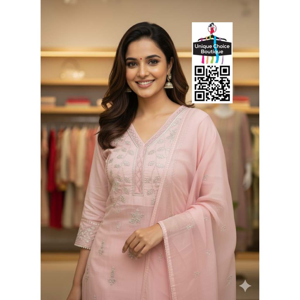 Light Pink Cotton Silk 3pc Salwar Suit 2