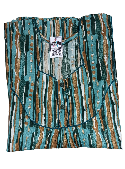 Pure Cotton Nighty_Ikkat Print style Nightgown