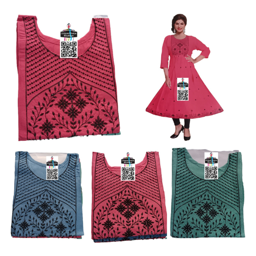 Rayon Alia Cut Anarkali Kurti with floral embroidery