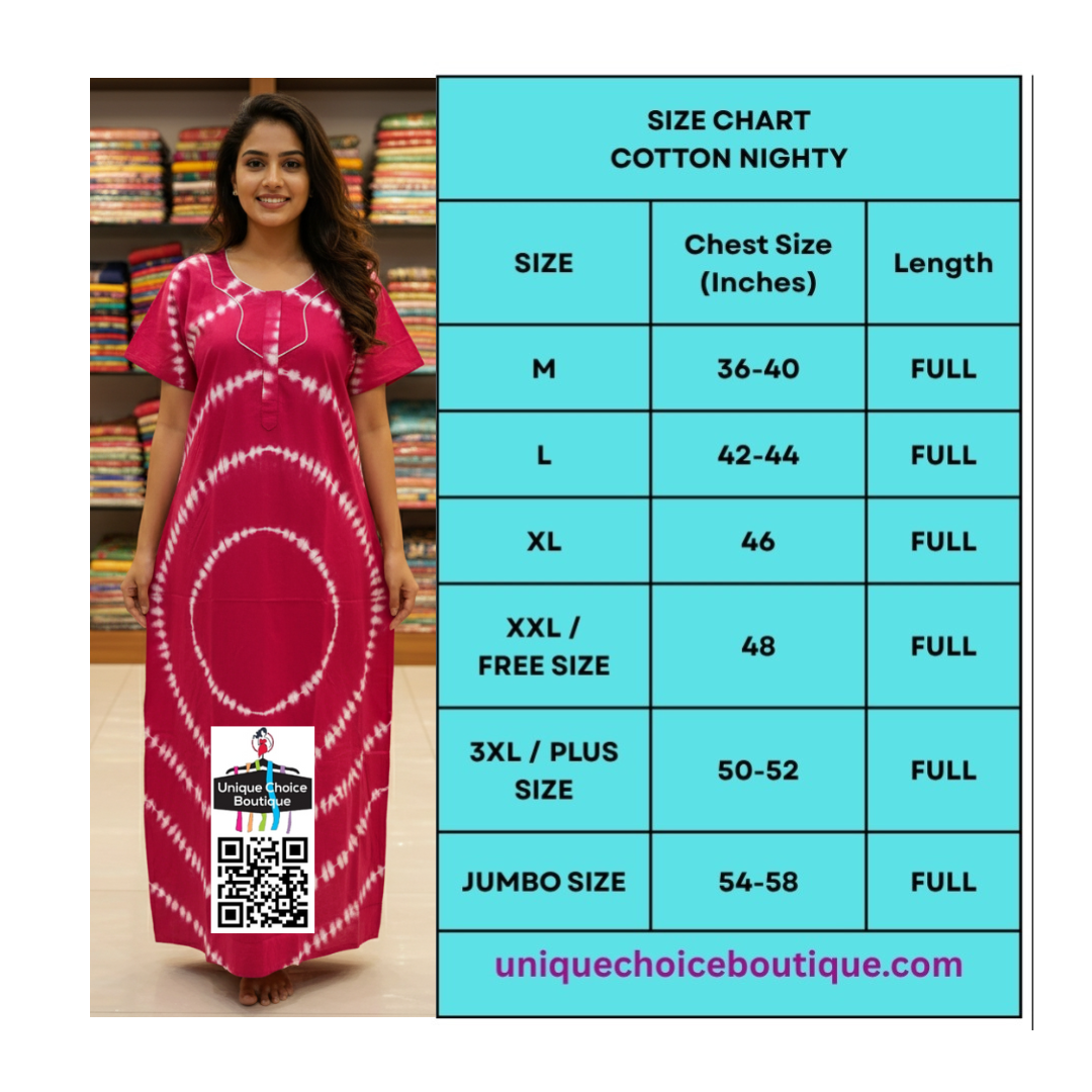 Unique Choice Boutique UAE Nighty size_chart_2