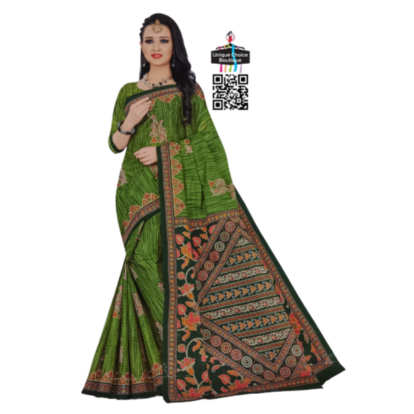 Premium Quality Cotton Saree with Blouse pc-Green