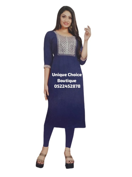 Navy Blue Straight Kurti for women