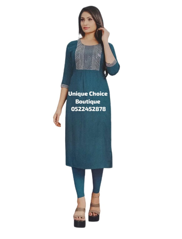 Ocean Blue Straight Kurti for women