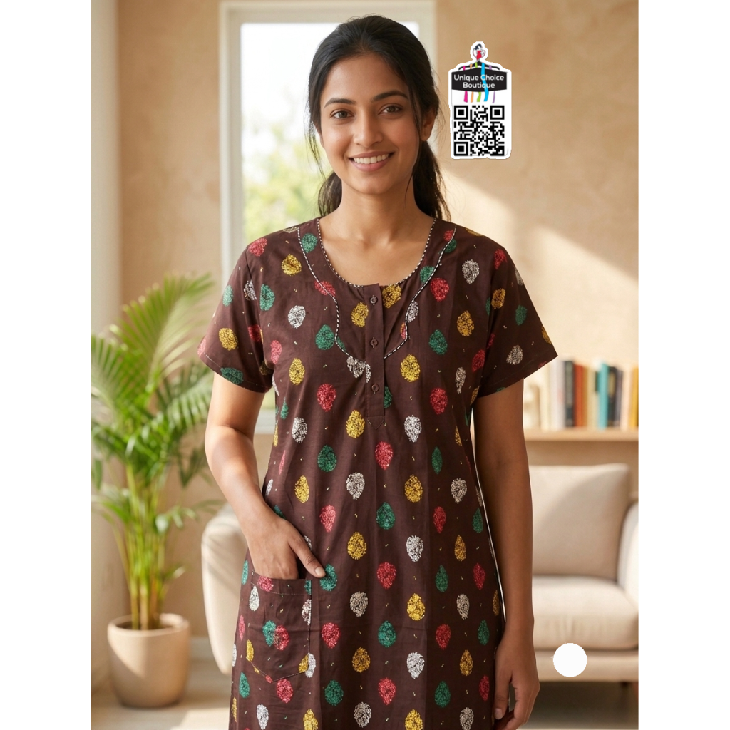 Comfortable Indian Cotton Nighty – Brown