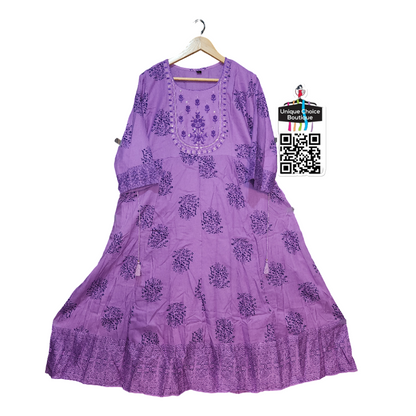 Purple Rayon Cotton Anarkali Kurti