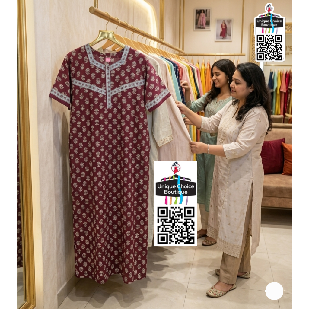 Jyothi Cotton Nighty Plus Size – Maroon