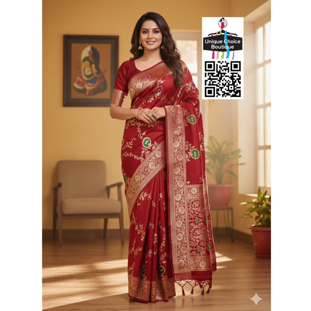 Banarasi Soft Silk Saree - Red
