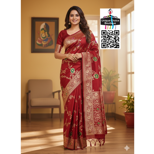 Banarasi Soft Silk Saree - Red