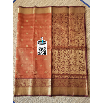 Insta Trending Rust Orange & Brown Soft katan Silk Saree – Elegant Festive Wear