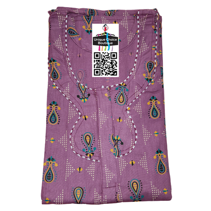 Comfortable Indian Cotton Nighty – Light Purple