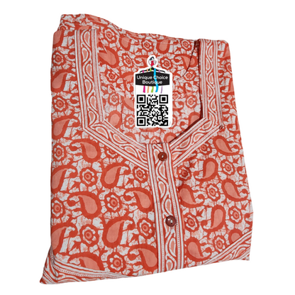 Jyothi Cotton Nighty Plus Size – Peach and White