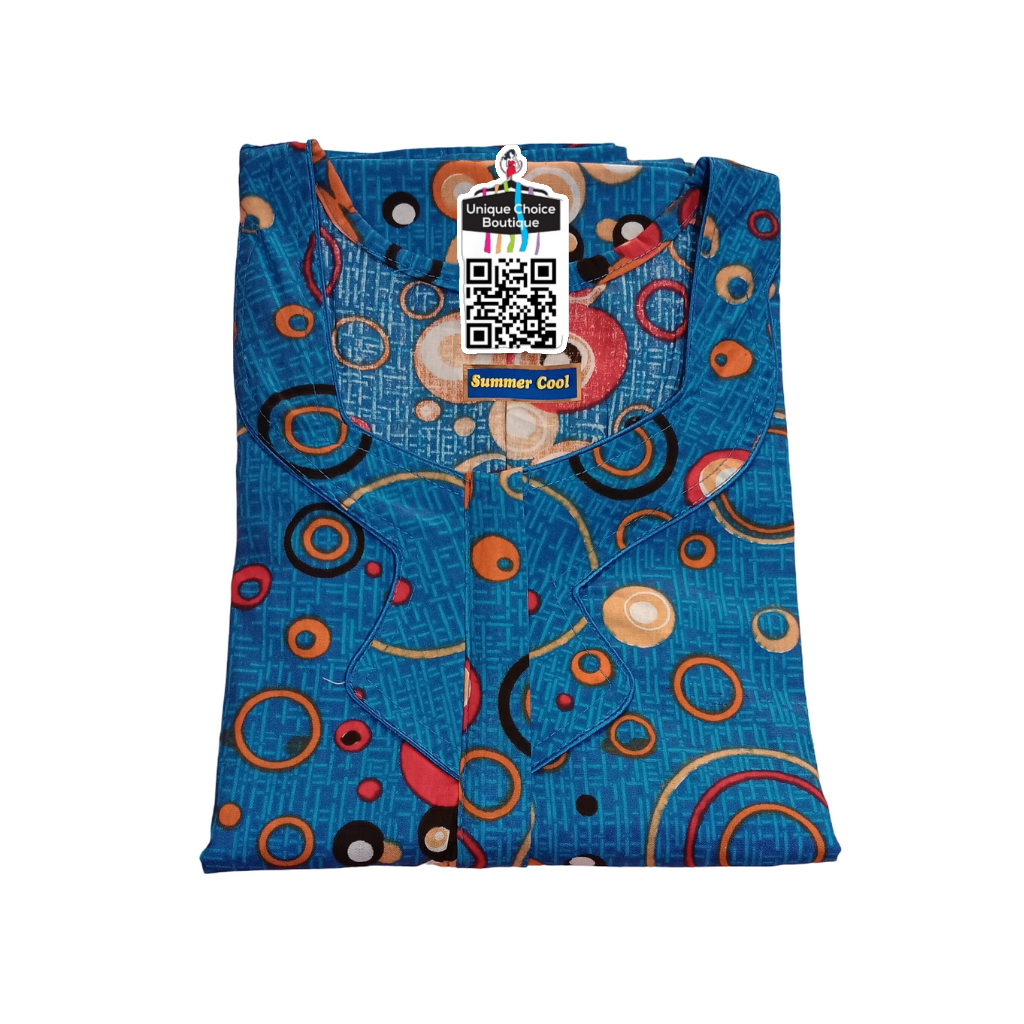 4XL Size-Plus Size-Pure Cotton Nighty - Blue