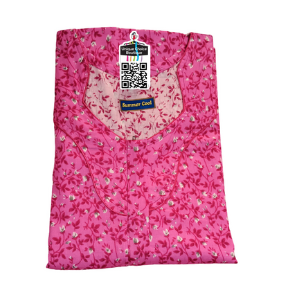 4XL Size-Plus Size-Pure Cotton Nighty - Pink