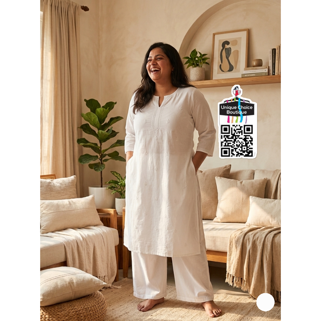 Plus Size Premium Cotton Palazzo Pant White