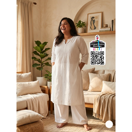 Plus Size Premium Cotton Palazzo Pant White