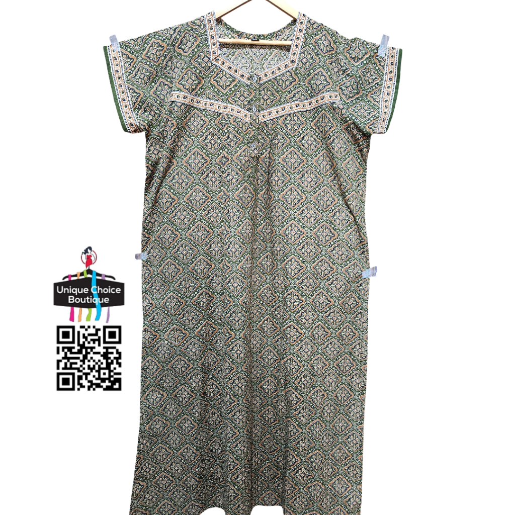 Jyothi Cotton Nighty Plus Size – Olive Green