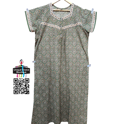 Jyothi Cotton Nighty Plus Size – Olive Green