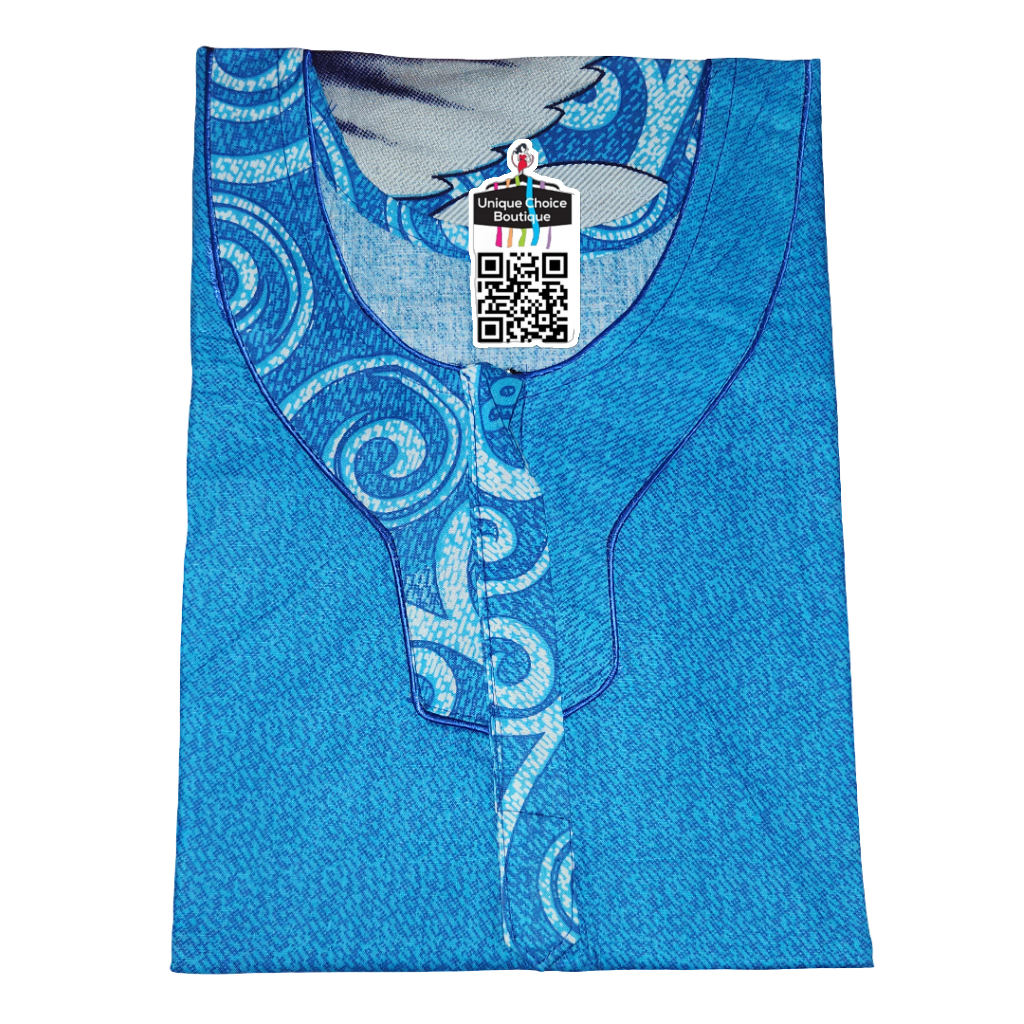 Premium Pure Cotton Nighty Zip Nighty – Blue Floral