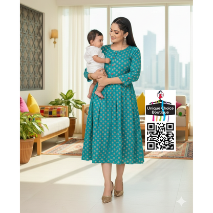 Feeding Kurti Maternity Dress Aqua Blue