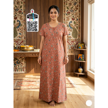 Premium Pure Cotton Nighty – Terracotta color