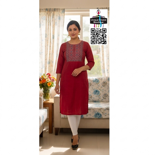 Designer Straight Kurti Two Tone Rayon Kurti Dark Peach