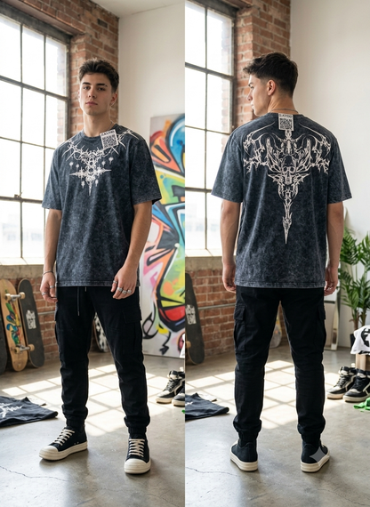 Chaos Filigree Tee - Dark Gray - Limited Edition Streetwear - Zayro men
