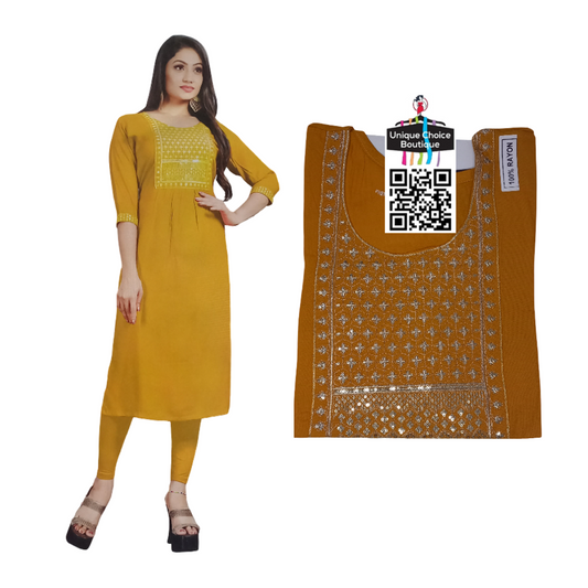 Mustard Yellow Straight Kurti for women