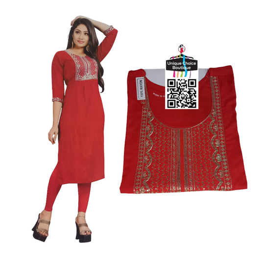 Red Straight Kurti for women