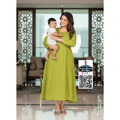 Feeding Kurti Maternity Dress 3XL Size Lime Green
