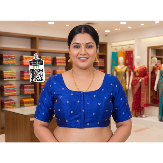 Readymade Saree Blouse - Royal Blue - Size: 40 / 42 / 44