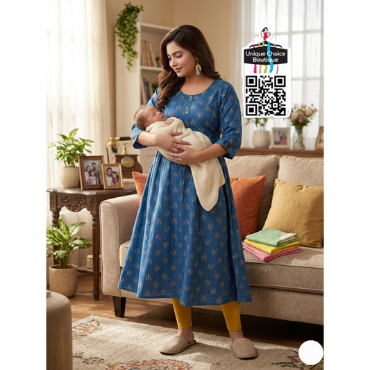 Feeding Kurti Maternity Dress 4XL Size Indigo Blue