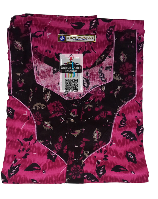 UNIQUE CHOICE Cotton Nighty, Night Gown-Pink