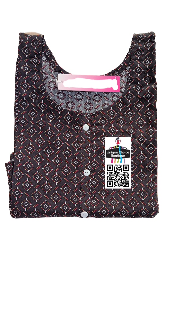 قميص كورتي أسود مستقيم مطبوع مقاس كبير - مقاسات 3XL/ 4XL/ 5XL