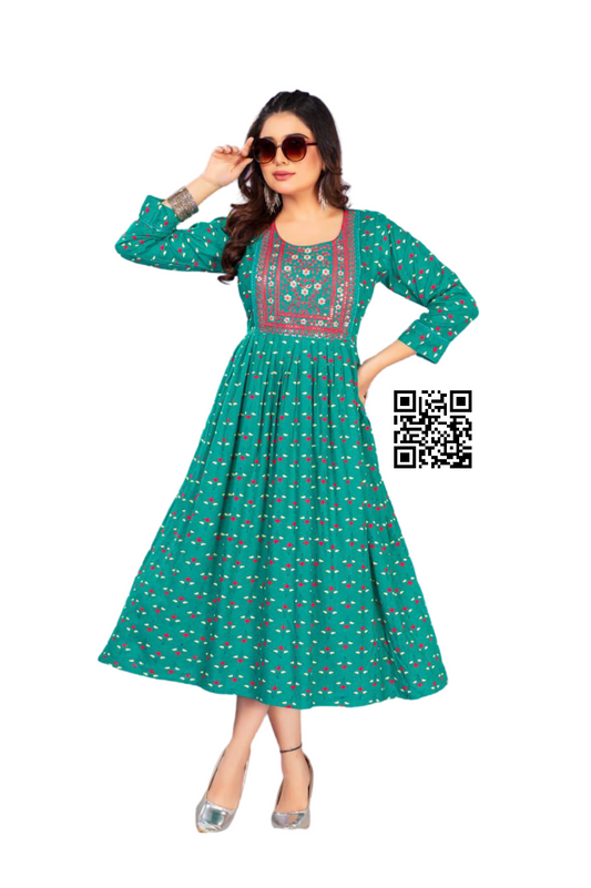 Feeding Kurti-Feeding Tops-Maternity Dress-Green White and Yellow