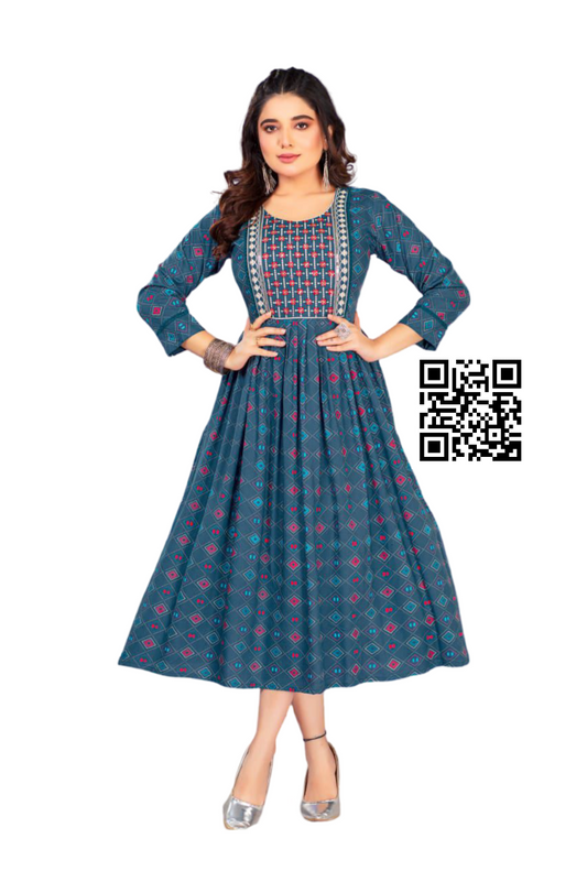 Feeding Kurti-Feeding Tops-Maternity Dress-Peacock Blue