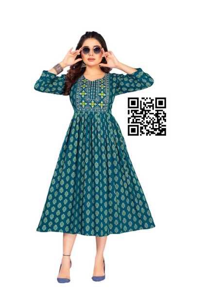 Feeding Kurti Maternity Dress Teal Green