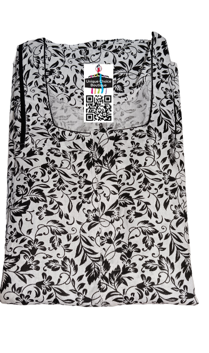 Cotton Feeding Nighty/ Maternity Dress with 3 Zips | 3XL Plus Size | Black and white